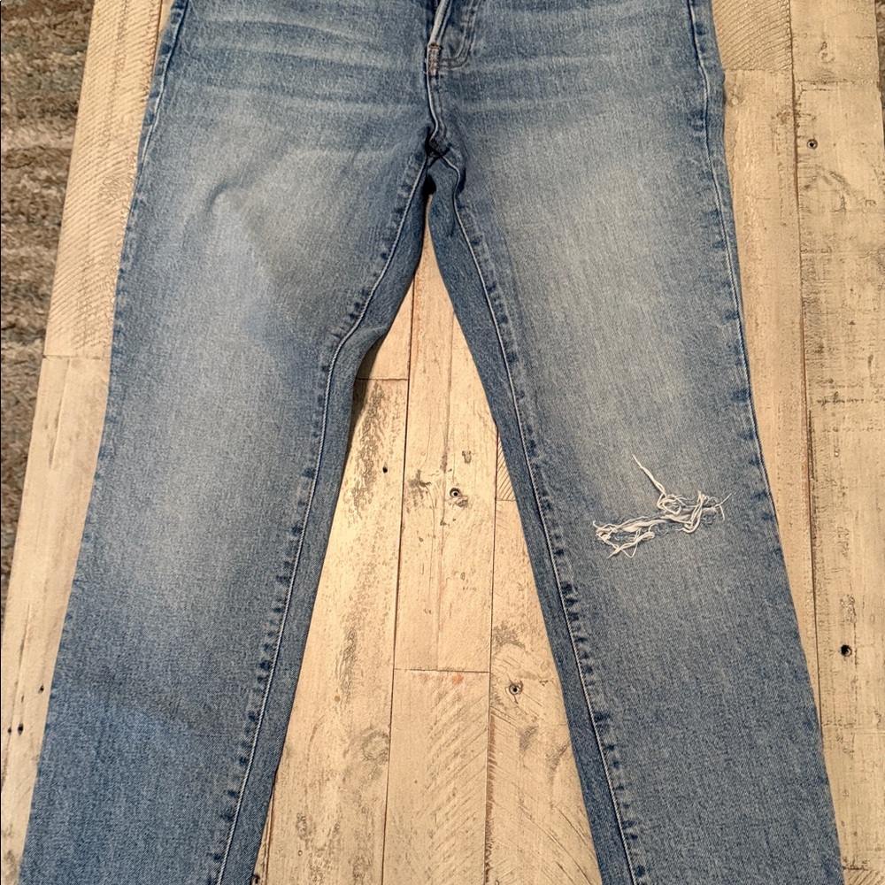 Free People We The Free Denim Button-Fly Distressed Jeans Straight Leg Size 30 - Picture 4 of 10
